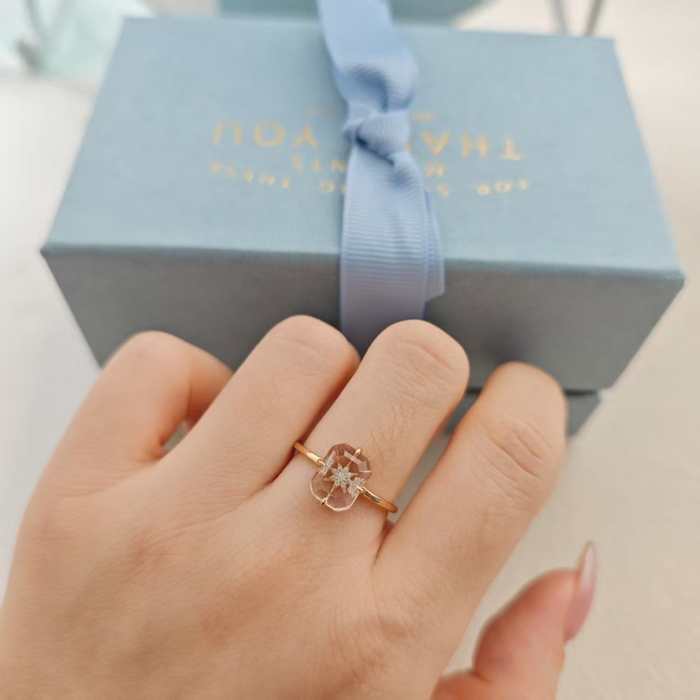 Clear Quartz Starburst Ring
