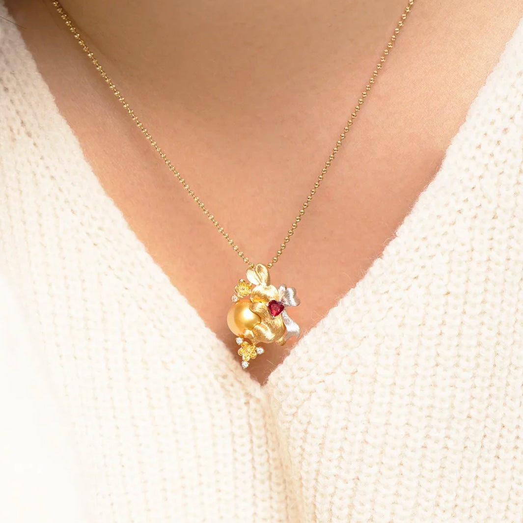 Selenichast Gold Rabbit Necklace Cute Jewelry