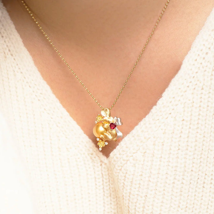 Selenichast Gold Rabbit Necklace Cute Jewelry