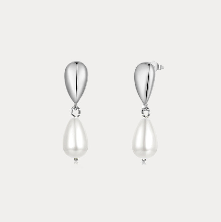 Selenichast Silver Pearl Drop Earrings