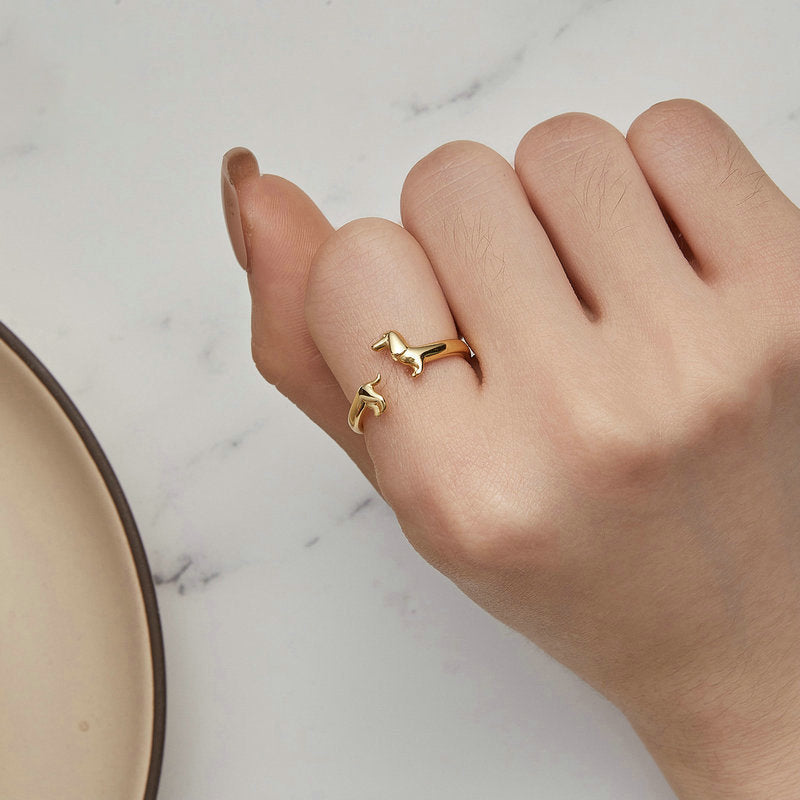 Gold Dachshund Ring Selenichast 