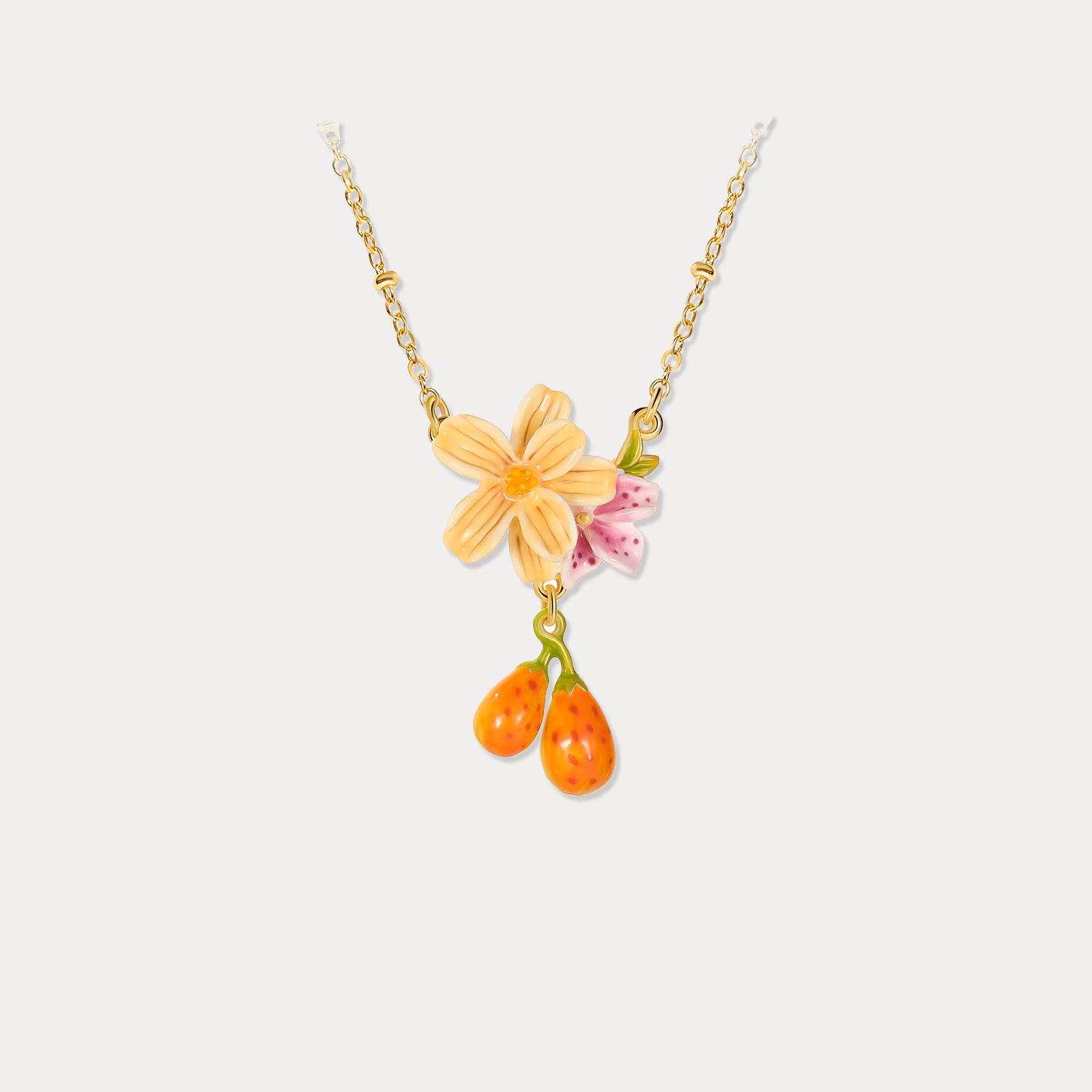  Selenichast Sweet Pear Flower Enamel Necklace
