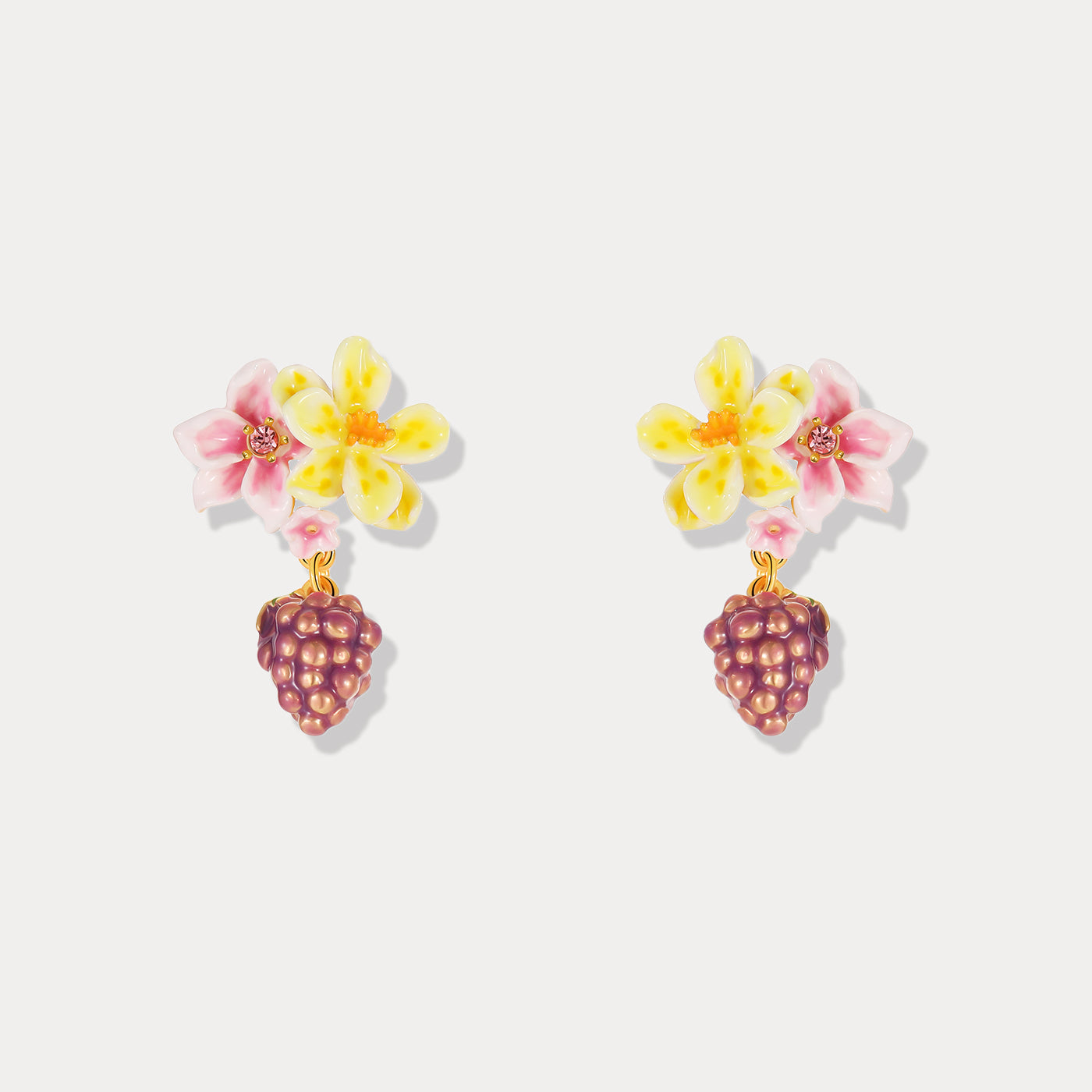 Sweet Grape Flower Enamel Dangling Earrings