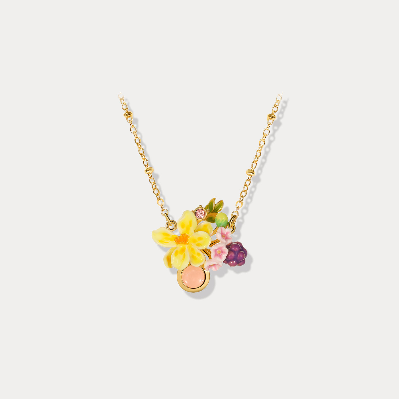 Sweet Grape Flower Enamel Necklace