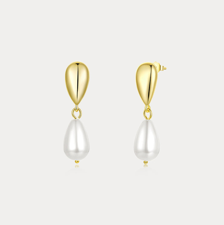 Selenichast Gold Pearl Drop Earrings