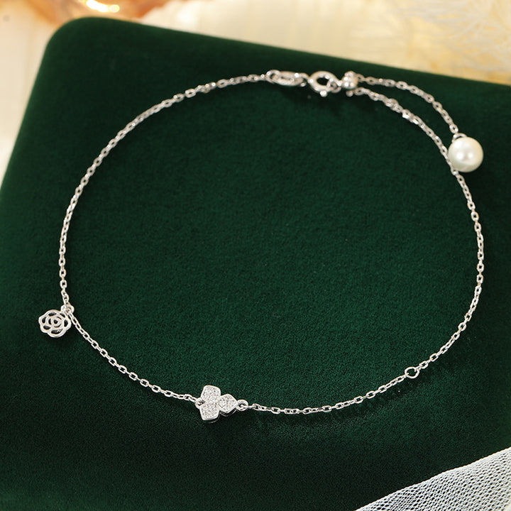 Selenichast Silver Clover Anklet Silver Jewelry
