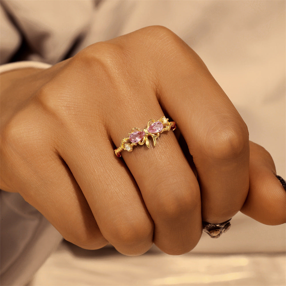 Selenichast Pink Bow Ring