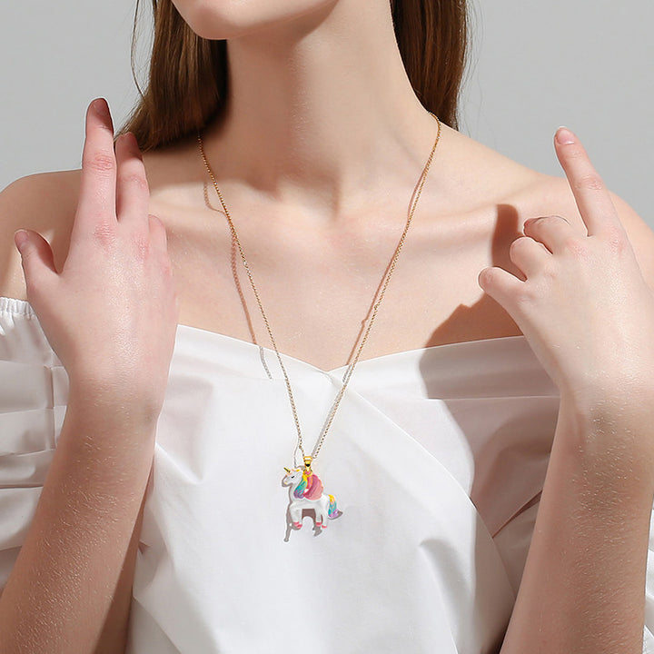 Rainbow Unicorn Necklace Gift