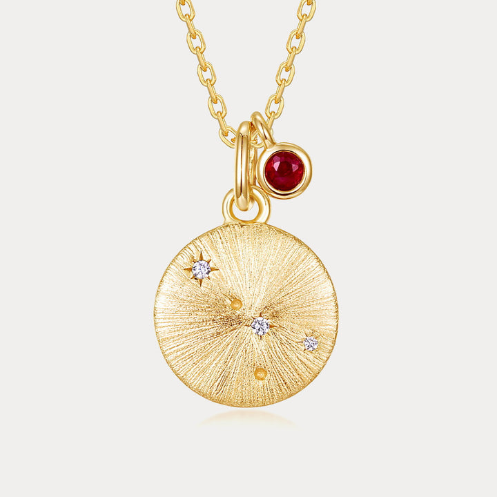 Zodiac Birthstone Necklace-Cancer&Ruby