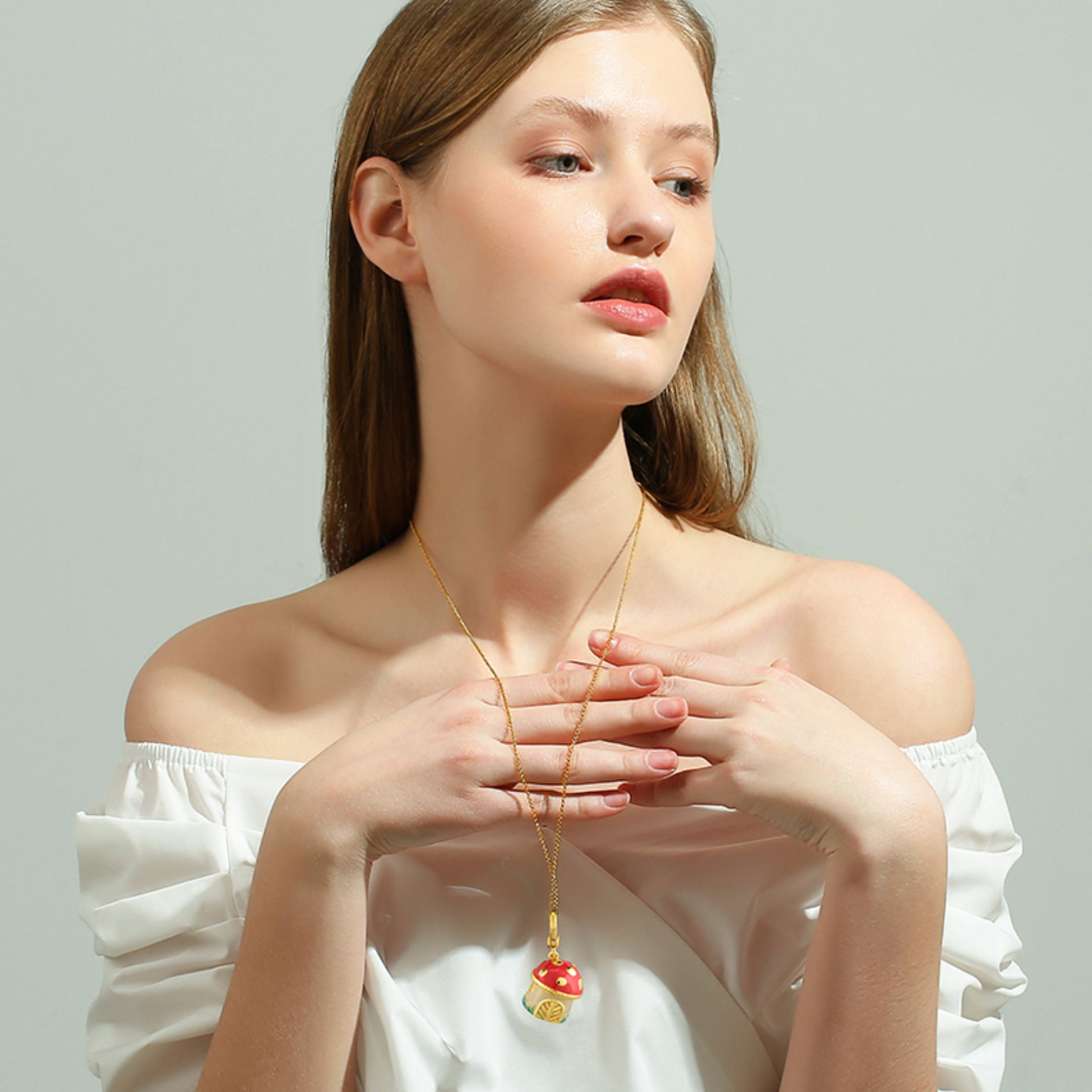 Cute Squirrel Mushroom Locket Necklace