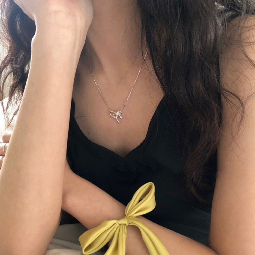 Bow Necklace Selenichast Silver Jewelry