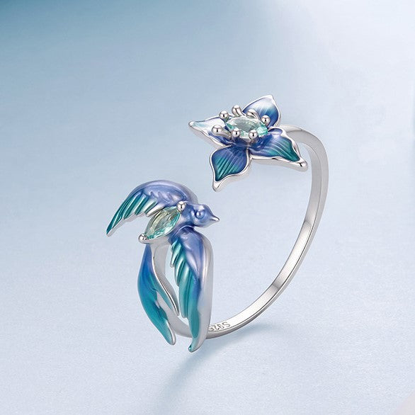 Silver Hummingbird Ring