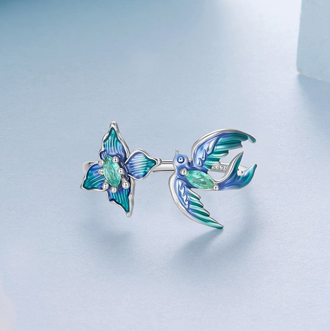 Silver Hummingbird Ring