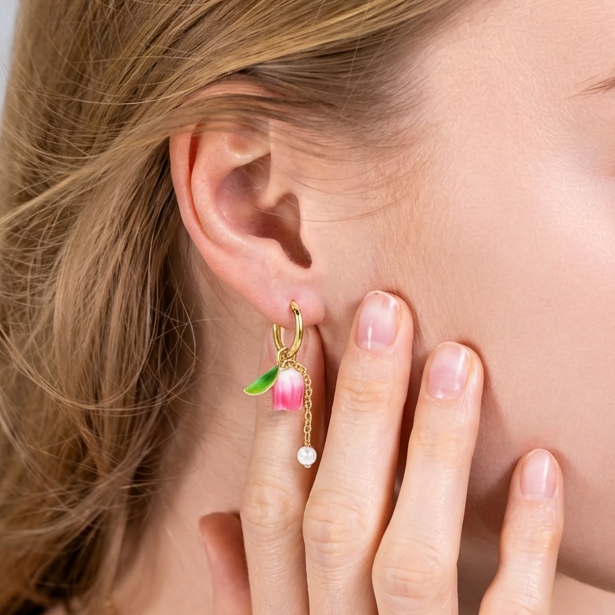 Selenichast Tulip Earrings Enamel Jewelry