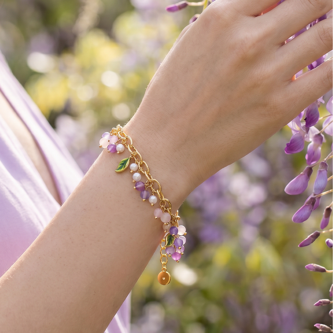 Selenichast Grape Gold Charm Bracelet