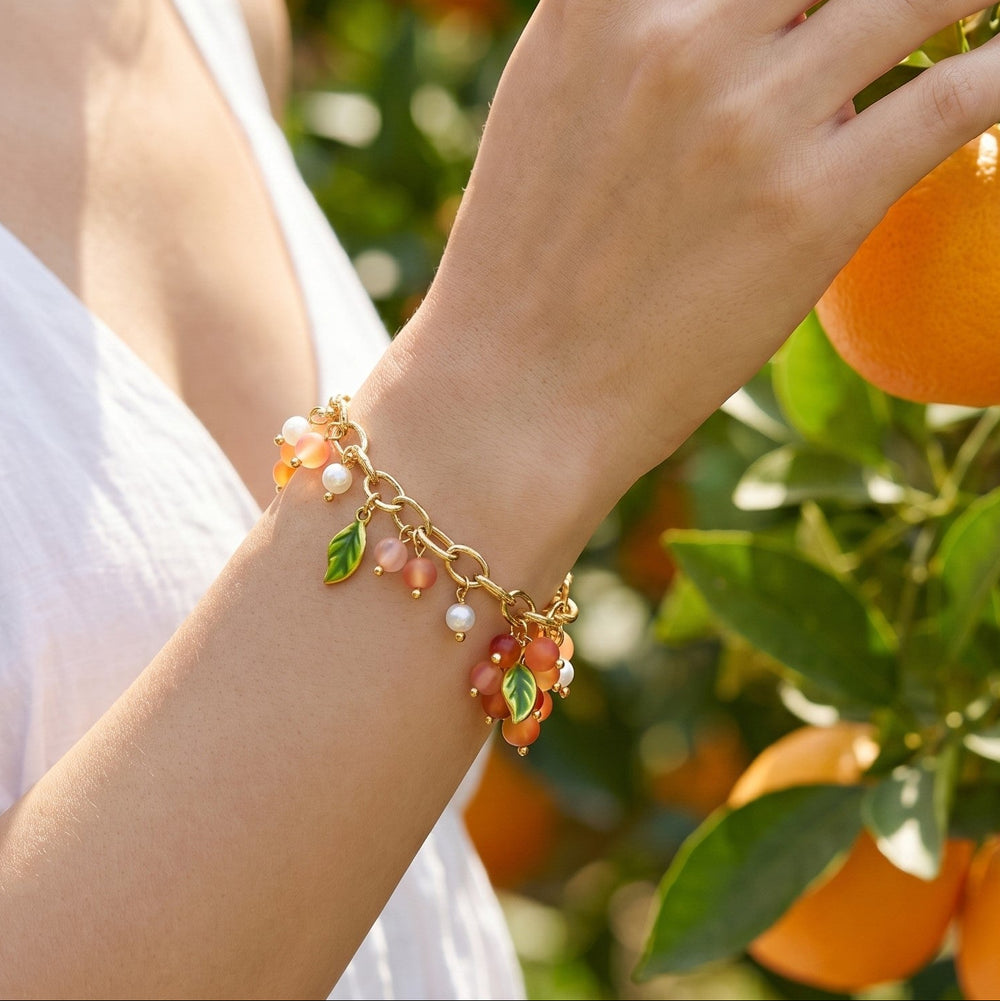 Orange Berry Gold Charm Bracelet Selenichast 