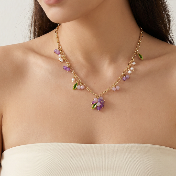 Grape Gold Charm Necklace Selenichast