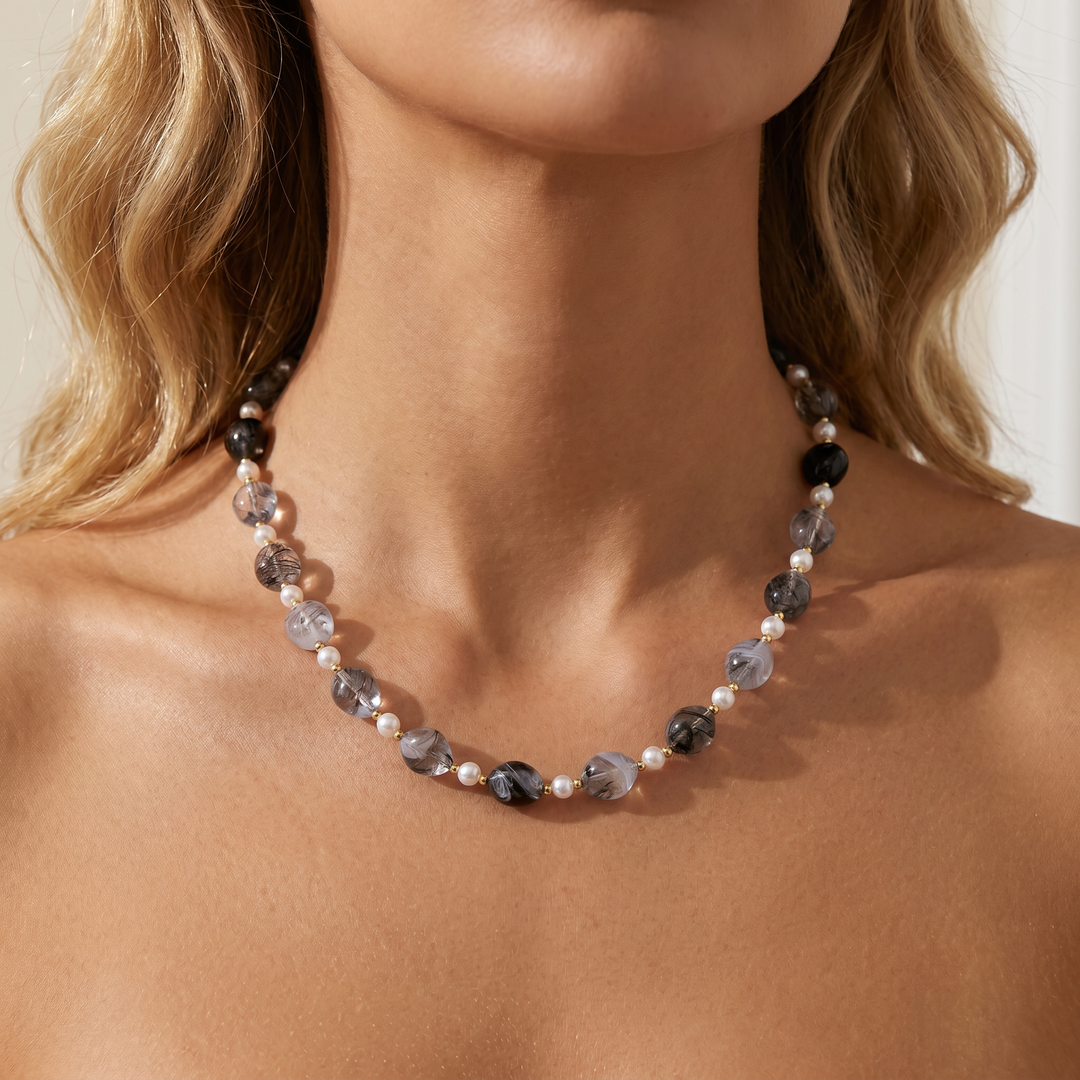 Black Beaded Necklace