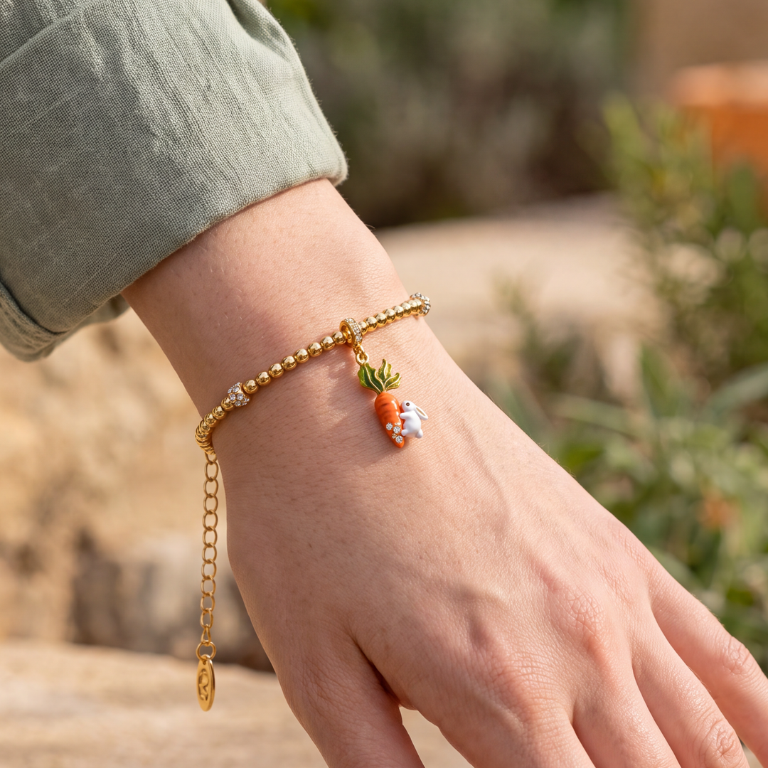 Carrot and Rabbit Beaded Bracelet