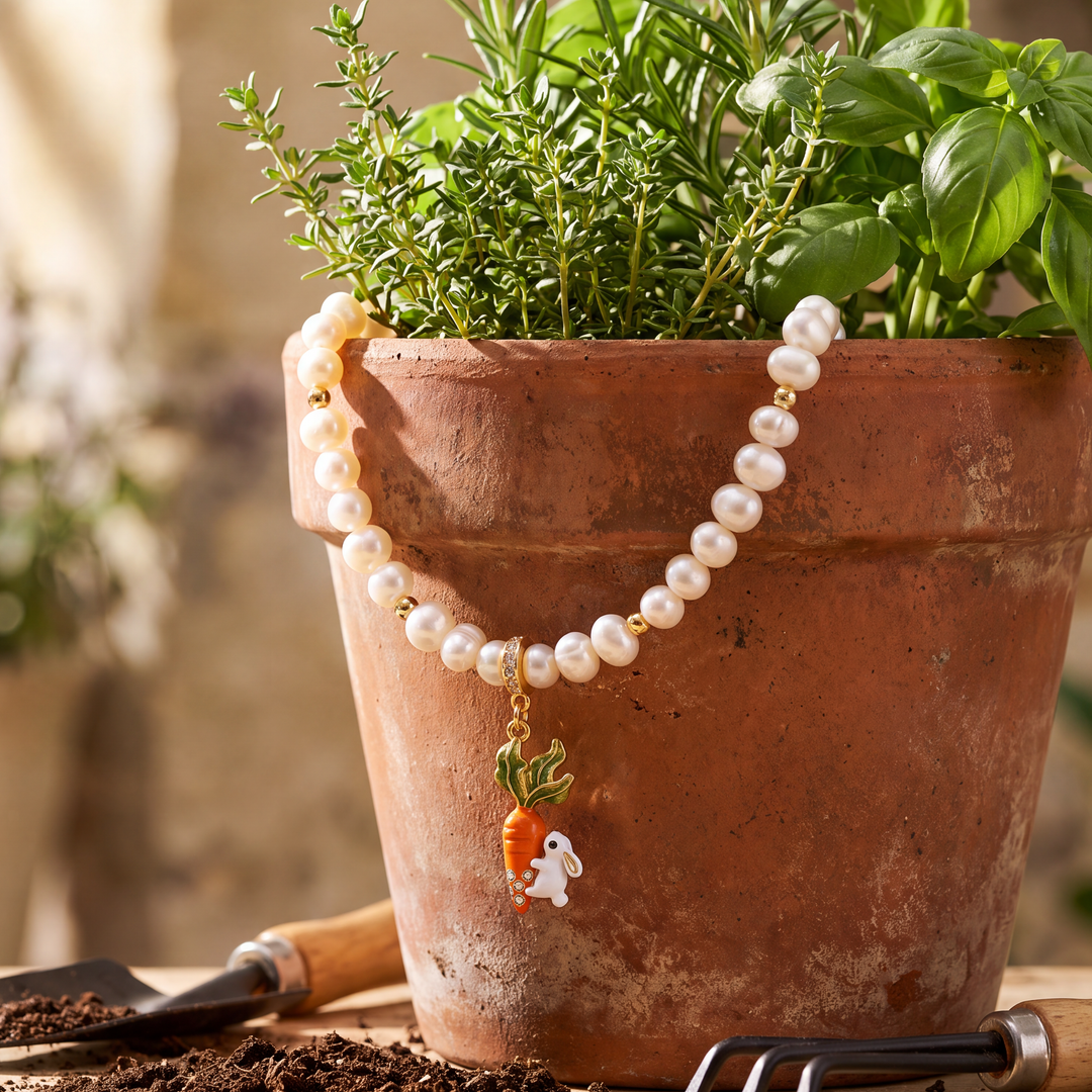 Carrot and Rabbit Pearl Bracelet