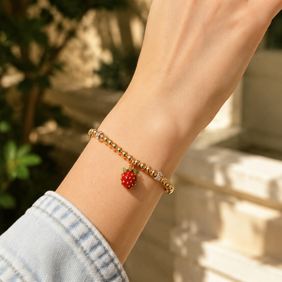 Strawberry Beaded Bracelet