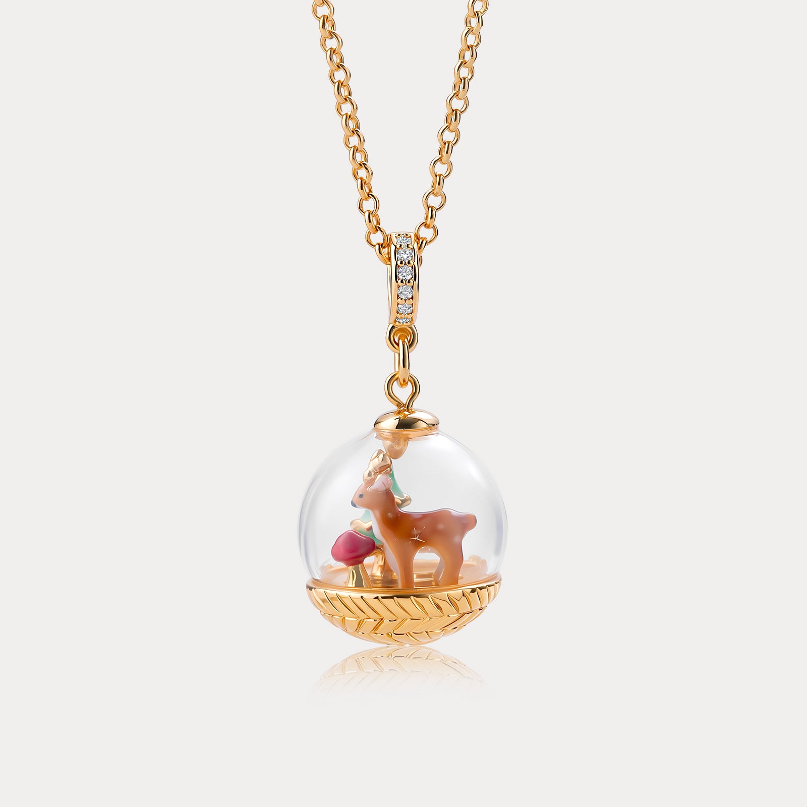 Selenichast Christmas Reindeer Globe Necklace