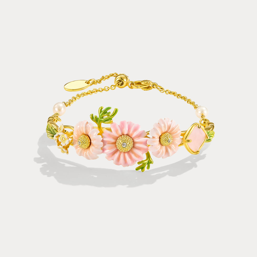 Rose Quartz Daisy Bracelet