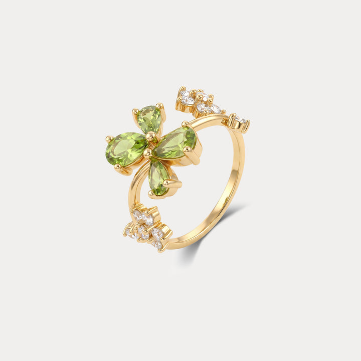 Peridot Four Leaf Clover Ring