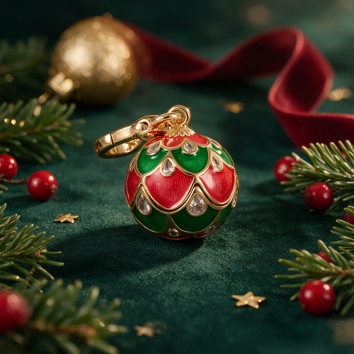 Christmas Ball Snowflake Locket Charm