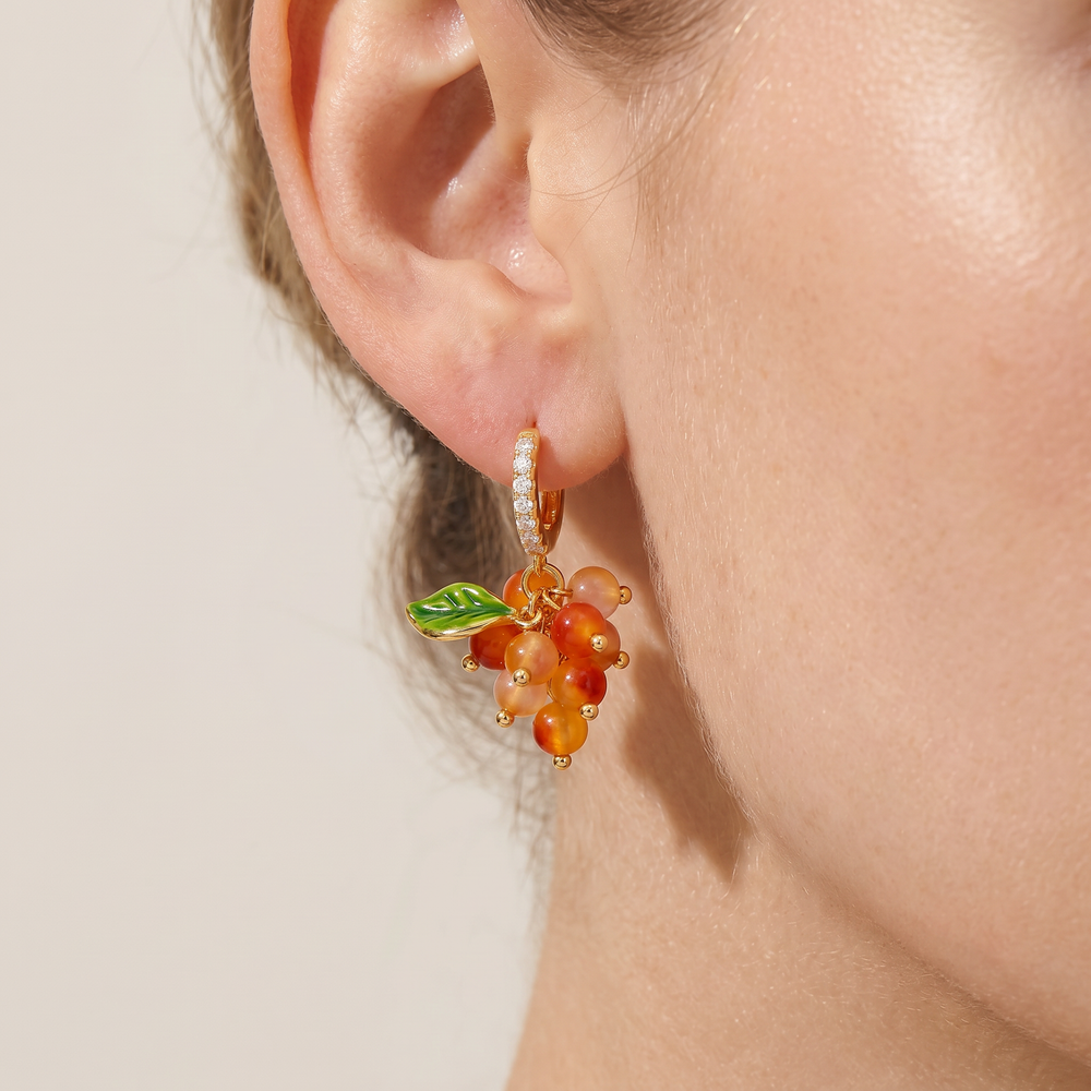 Selenichast Orange Berry Huggie Earrings