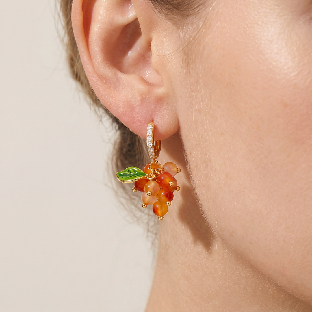 Selenichast Orange Berry Huggie Earrings