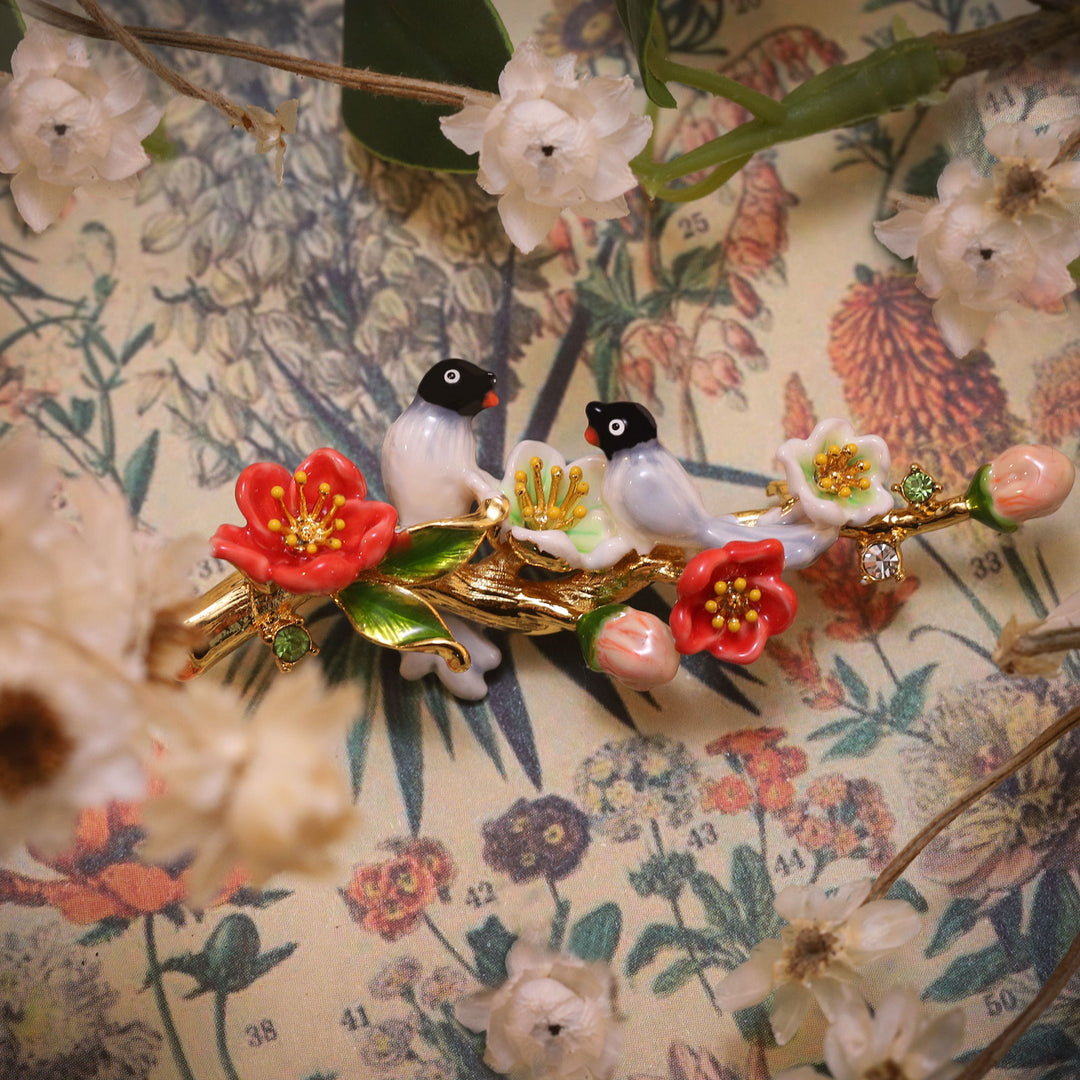 Selenichast Red-billed Blue Magpie Brooch