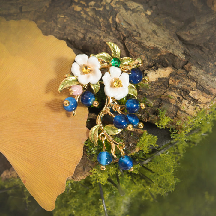 Selenichast Blueberry Flower Brooch