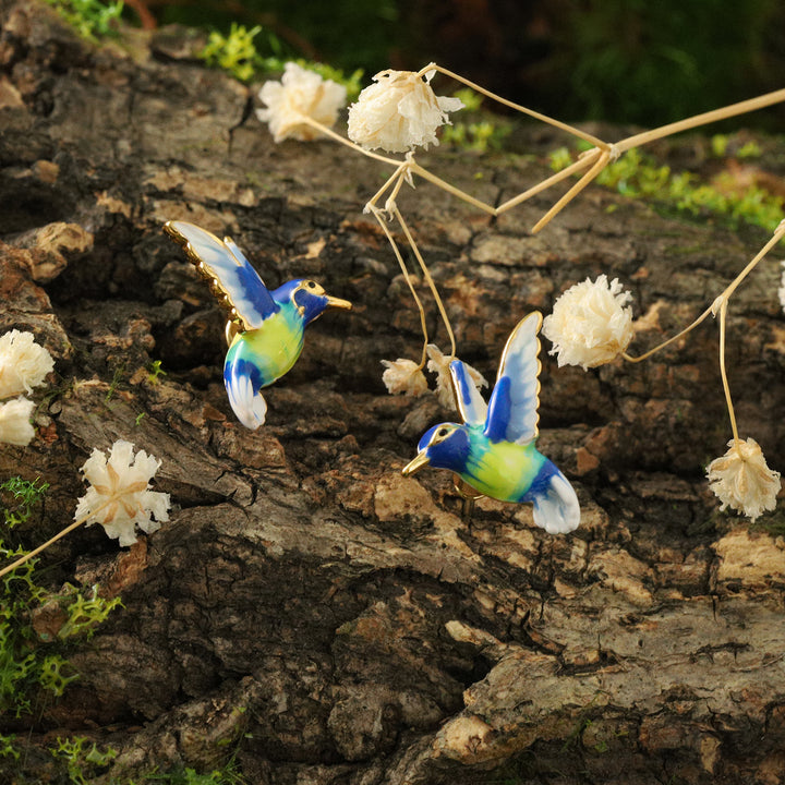 Enamel Hummingbird Earrings