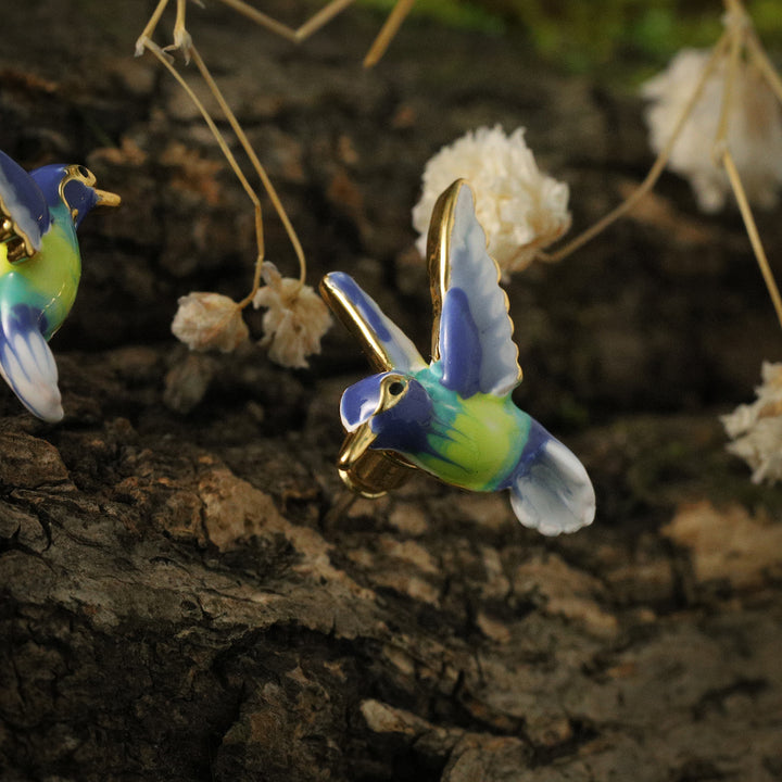 Enamel Hummingbird Earrings