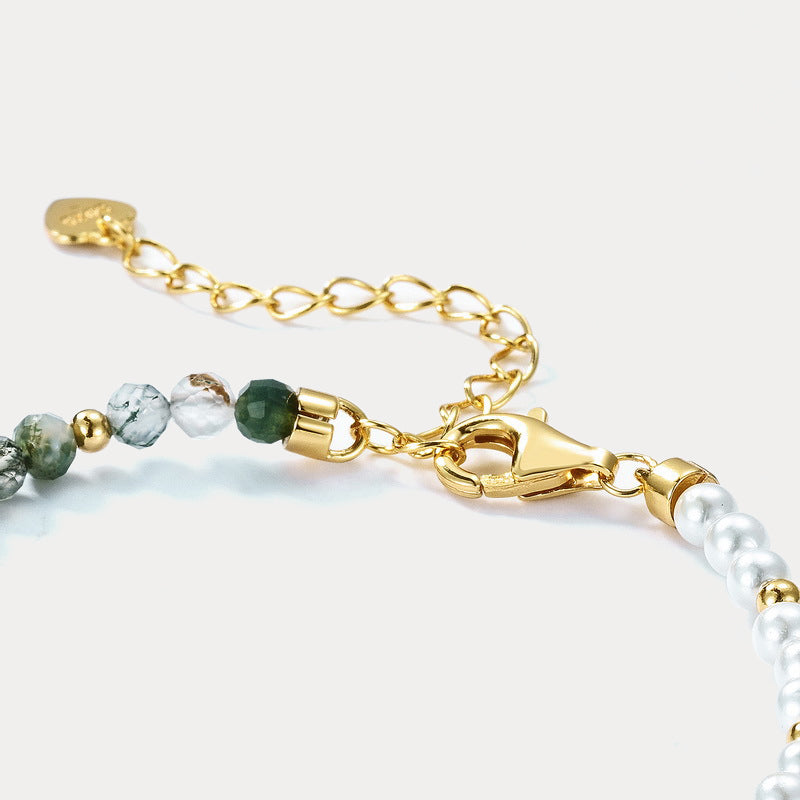 Bracelet perlé de perle vert mousse