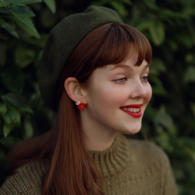 enamel poppy earrings