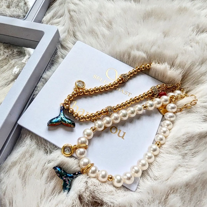 mermaid tail pearl bracelet set