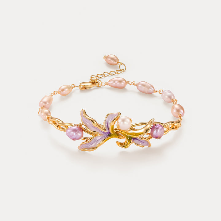 Iris Flower Pearl Bracelet