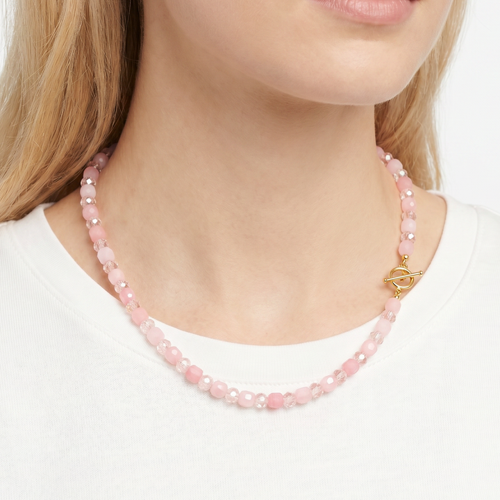 Pink Crystal Beaded Necklace