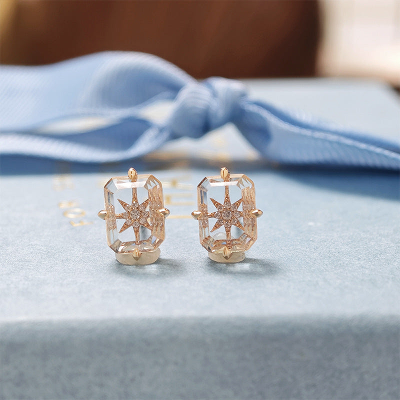 Clear Quartz Starburst Earrings