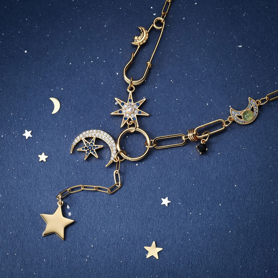 Selenichast Guardian of the Moon and Star Permanent Necklace, Compass ...