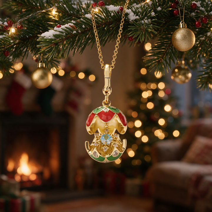 Christmas Ball Snowflake Locket Necklace