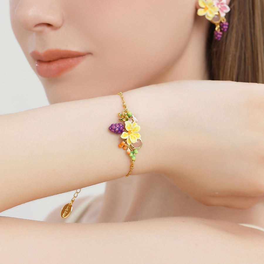 Sweet Grape Flower Gold Bead Bracelet