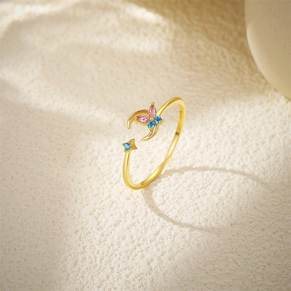 Selenichast Moon and Buterfly Ring