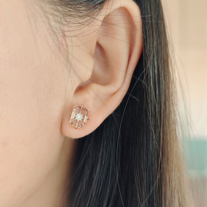 Clear Quartz Starburst Earrings Gift