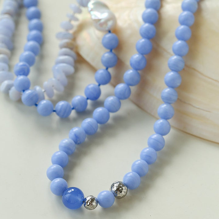 Blue Lace Agate Beaded Necklace