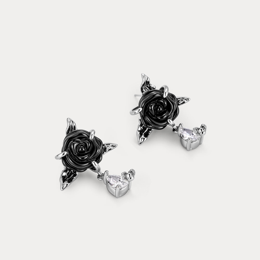 Black Rose Earrings