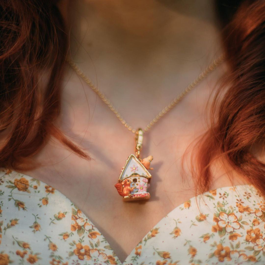 Squirrel Hut Locket Necklace