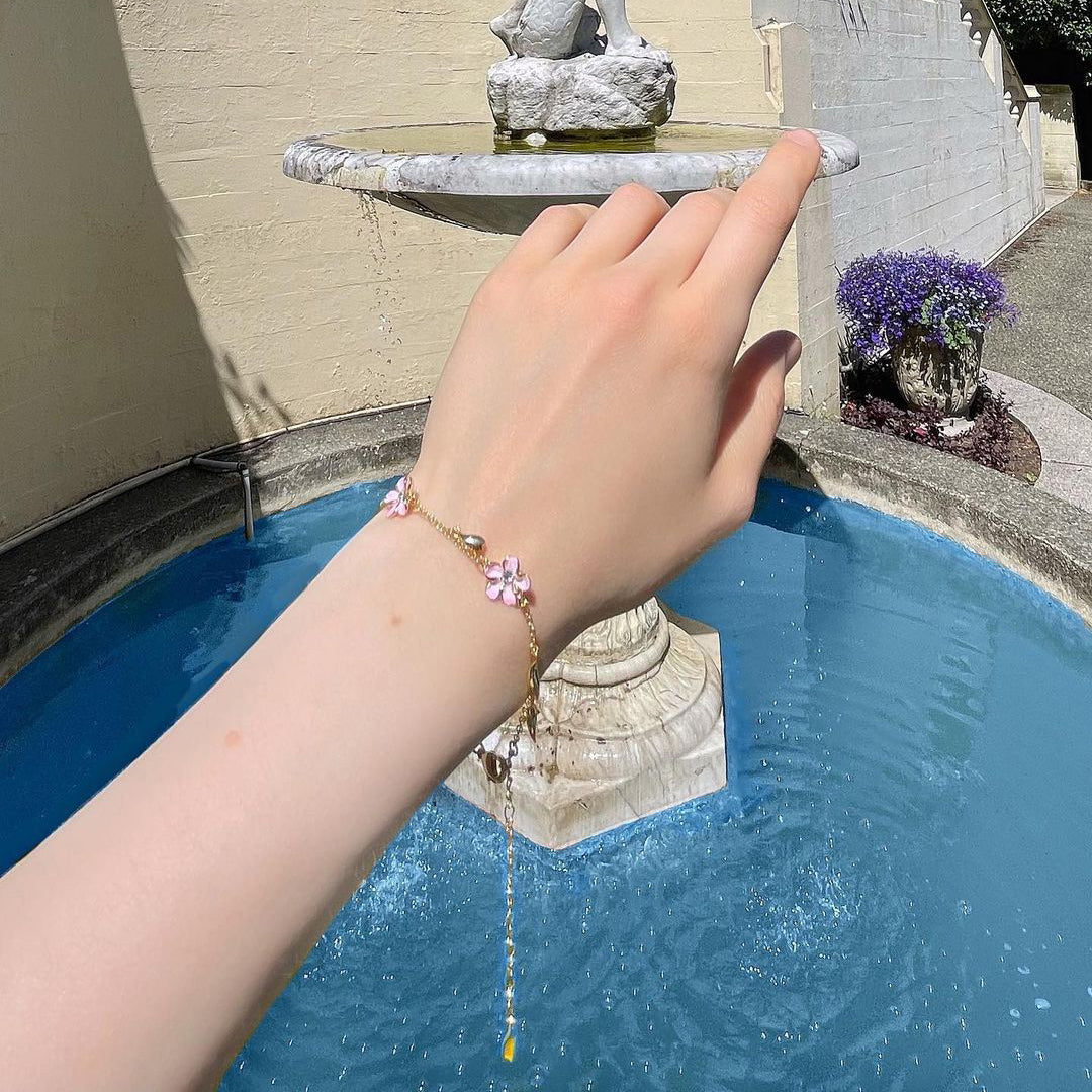 cherry blossoms leaves bracelet